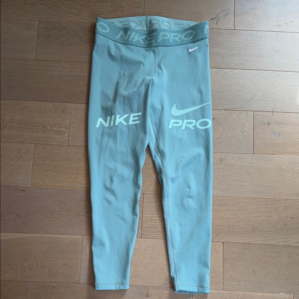 Nike Women's Light Teal Pro Logo Leggings